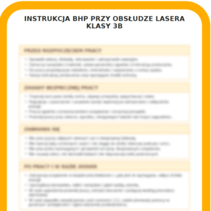 INSTRUKCJA BHP PRZY OBSŁUDZE LASERA KLASY 3B