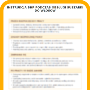INSTRUKCJA BHP PODCZAS OBSŁUGI SUSZARKI DO WŁOSÓW