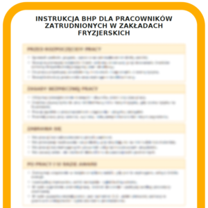 INSTRUKCJA BHP DLA PRACOWNIKÓW ZATRUDNIONYCH W ZAKŁADACH FRYZJERSKICH