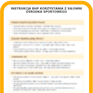 INSTRUKCJA BHP KORZYSTANIA Z SIŁOWNI OŚRODKA SPORTOWEGO